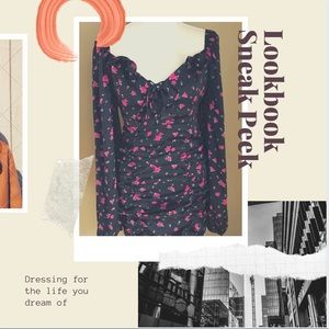 Black rose print dress